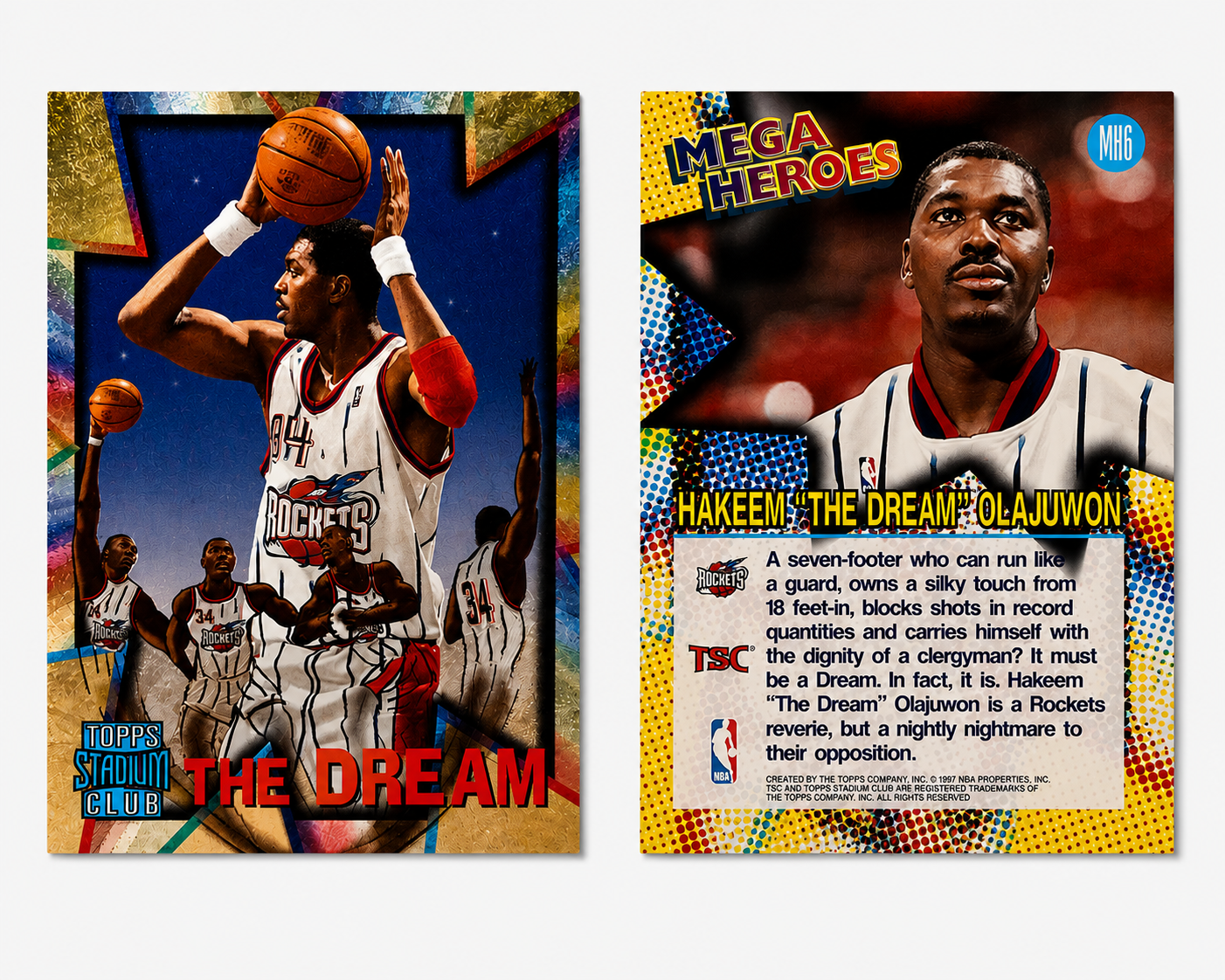 Hakeem Olajuwon the DREAM 1996-1997 Stadium Club Mega Heroes Card #mh6