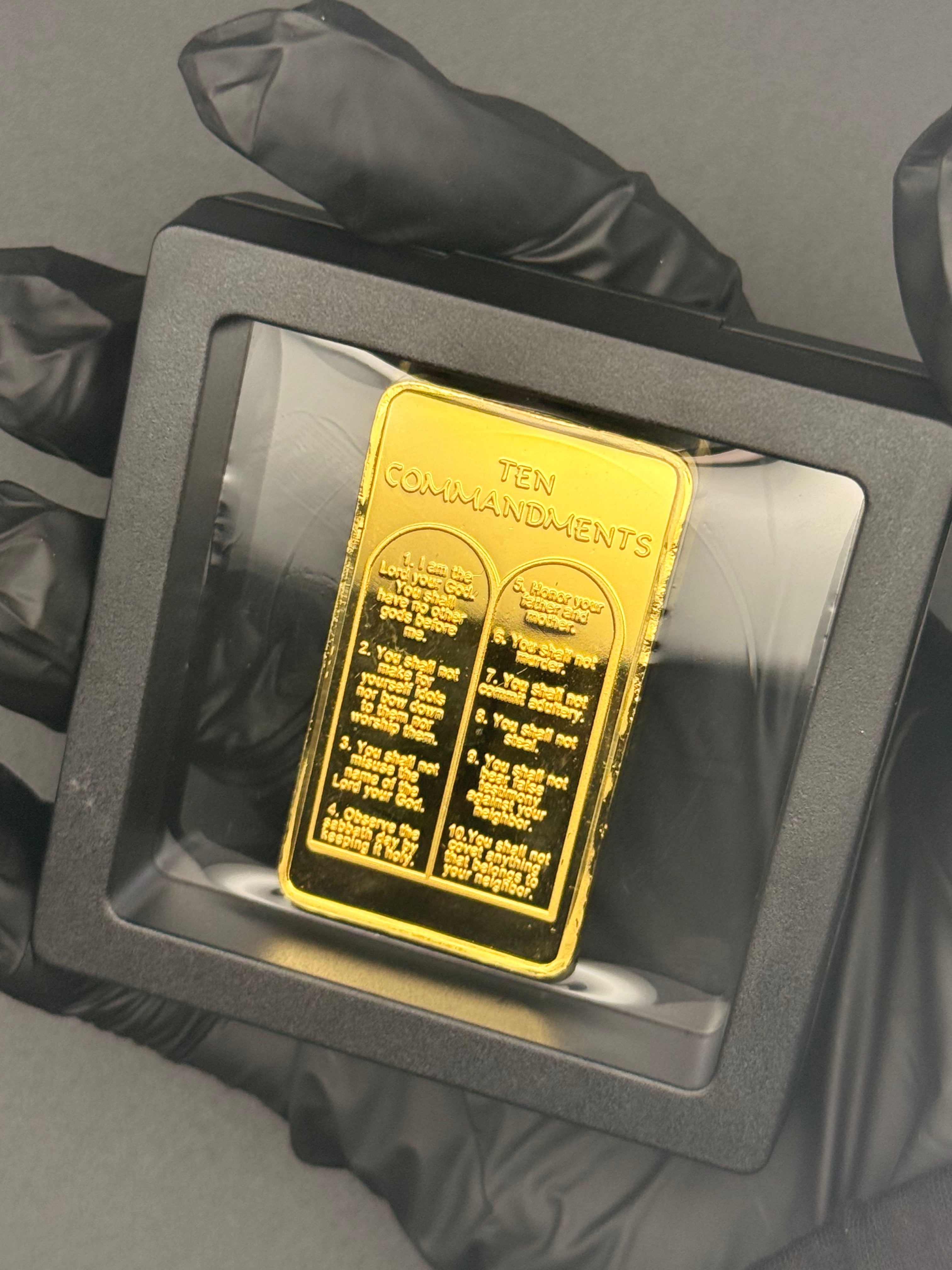 Ten Commandments Moses Gold Rectangle Coin Bar – Limited Edition