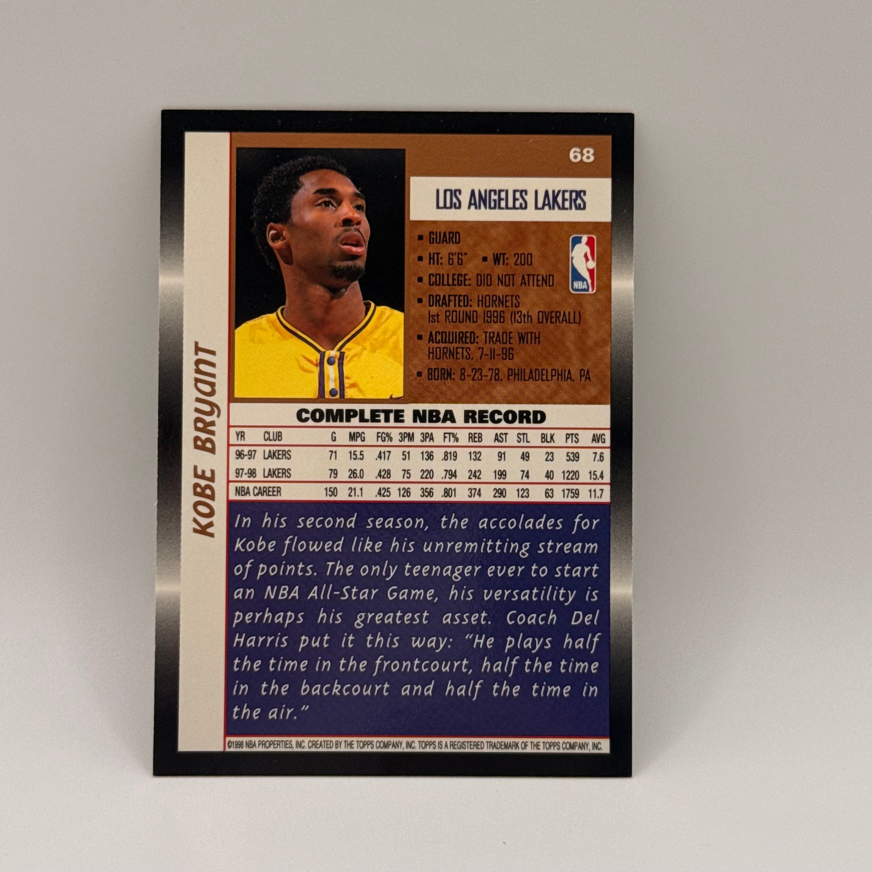 KOBE BRYANT COLLECTIVE CARD MINT CONDITION 1998-1999