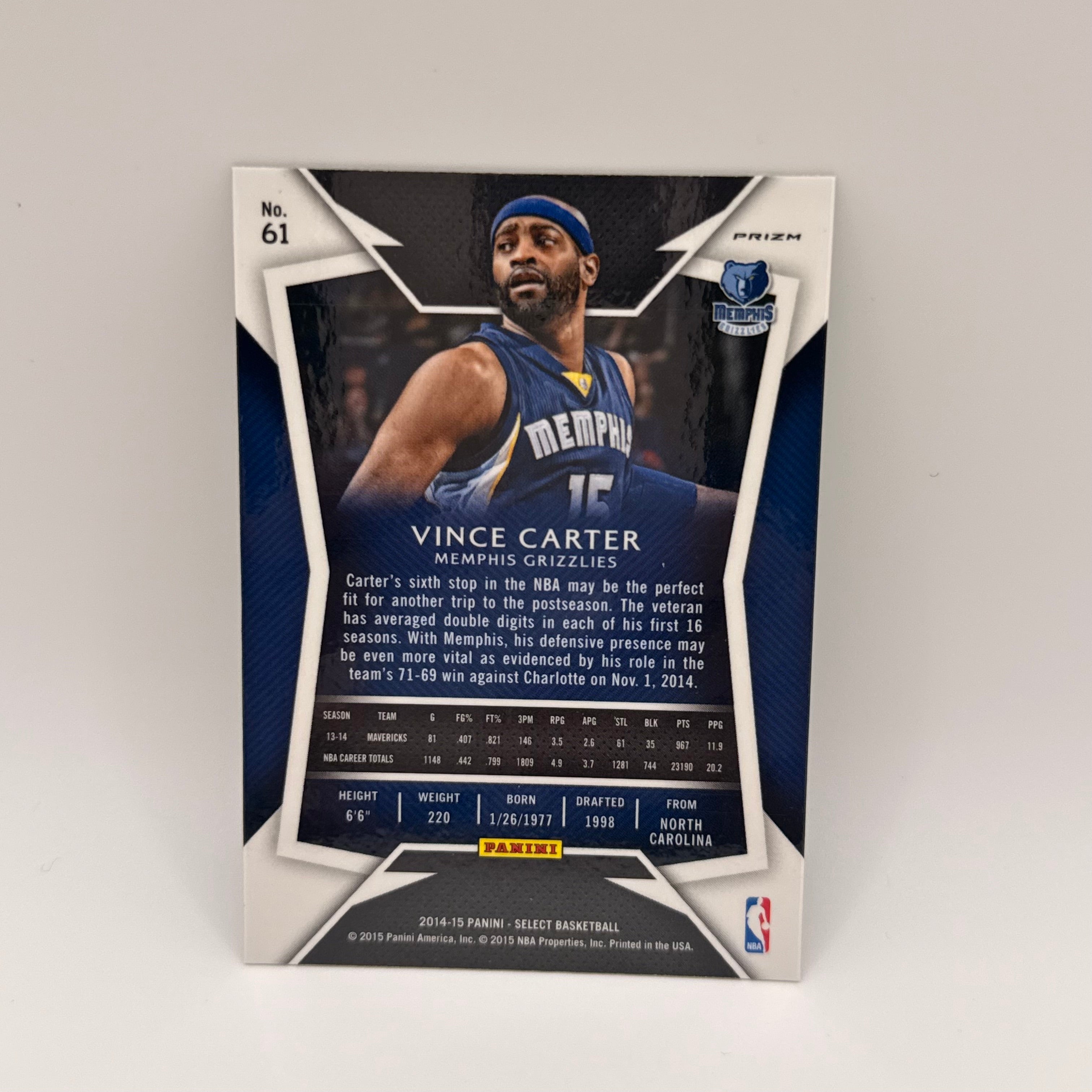 Vince Carter Select 2014-15 14-15 61 Silver Prizm
