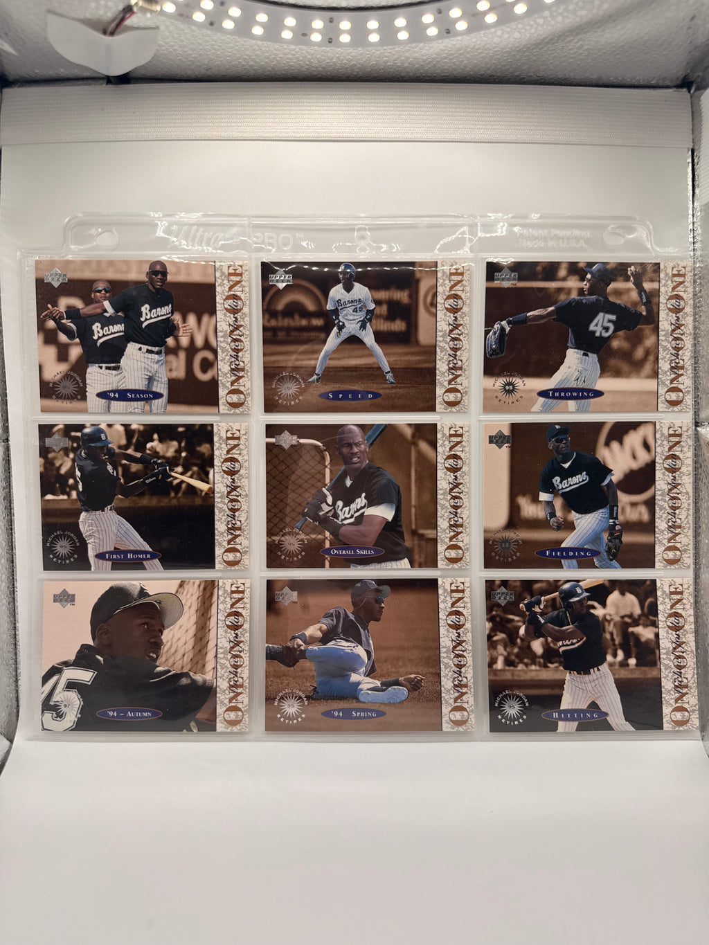 Michael Jordan “One on One” Baseball Collectible Card Sheet